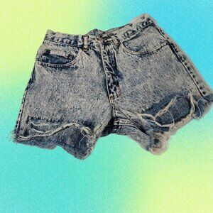 Kansas Cut Off Distressed Blue Jean Shorts High Rise Women's Size 27 100% Cotton